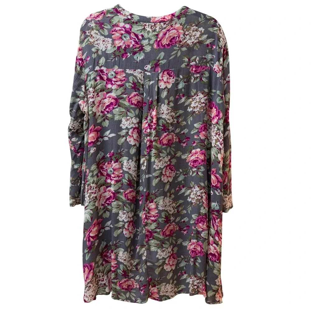 UMGEE Tunic Women LARGE Mini Dress Floral Bohemian Cottagecore Spring Party - Picture 5 of 10